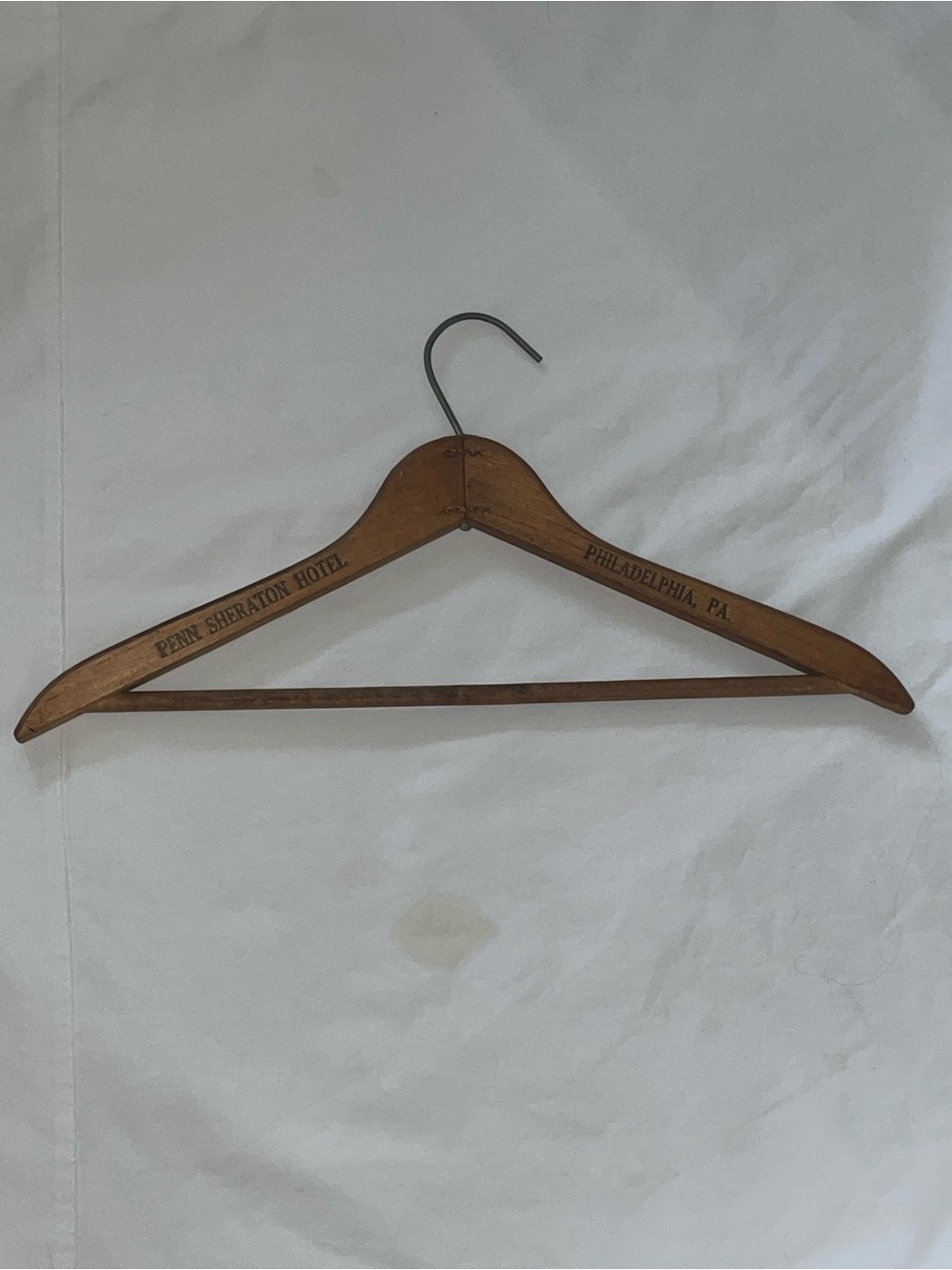 Vintage Penn Sheraton Hotel Wooden Clothes Hanger Philadelphia PA